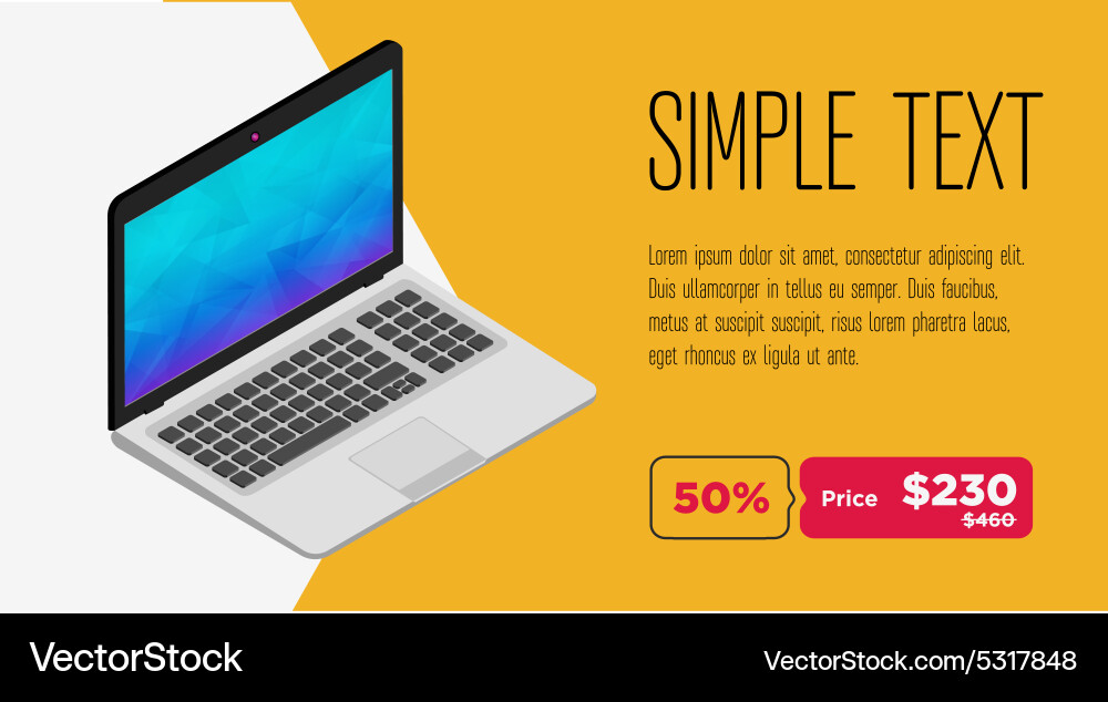 Clean design laptop sale flyer Royalty Free Vector Image