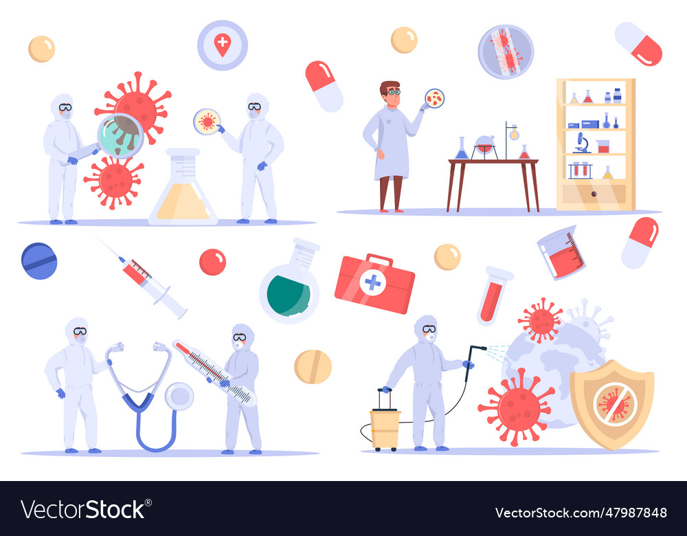 Coronavirus isolierte Elemente Set Bündel