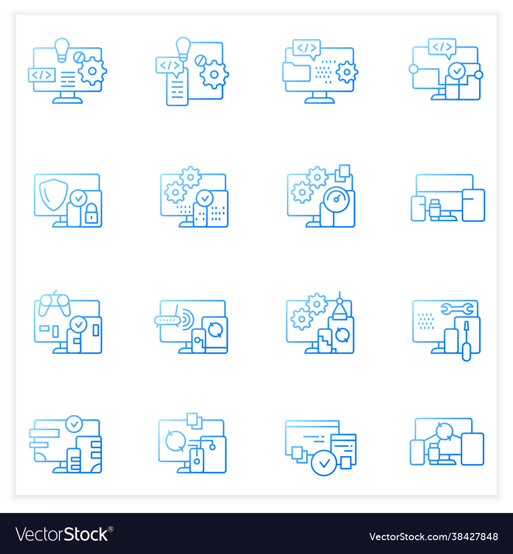 Cross platform gradient icons set vector image Cross platform gradient icons set