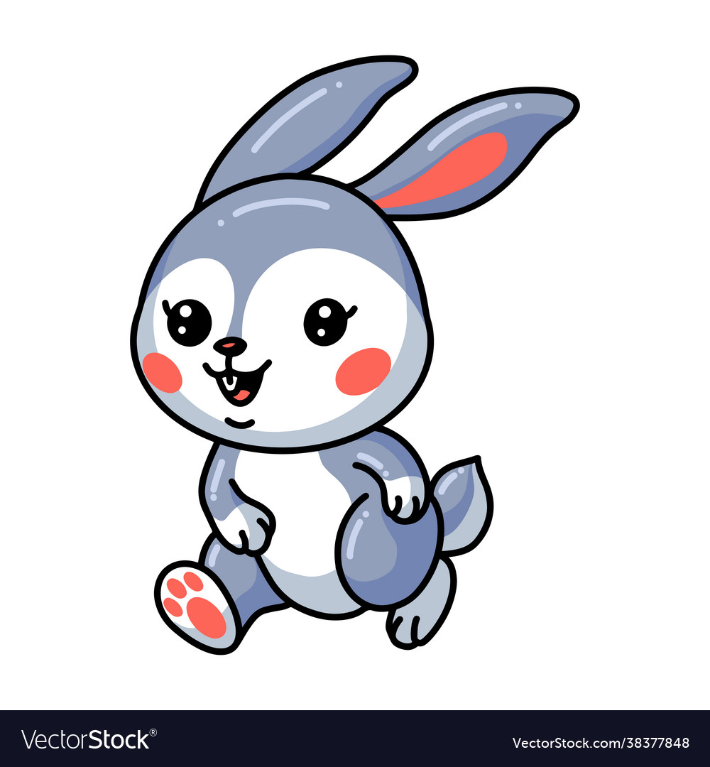 Cute little rabbit cartoon walking Royalty Free Vector Image