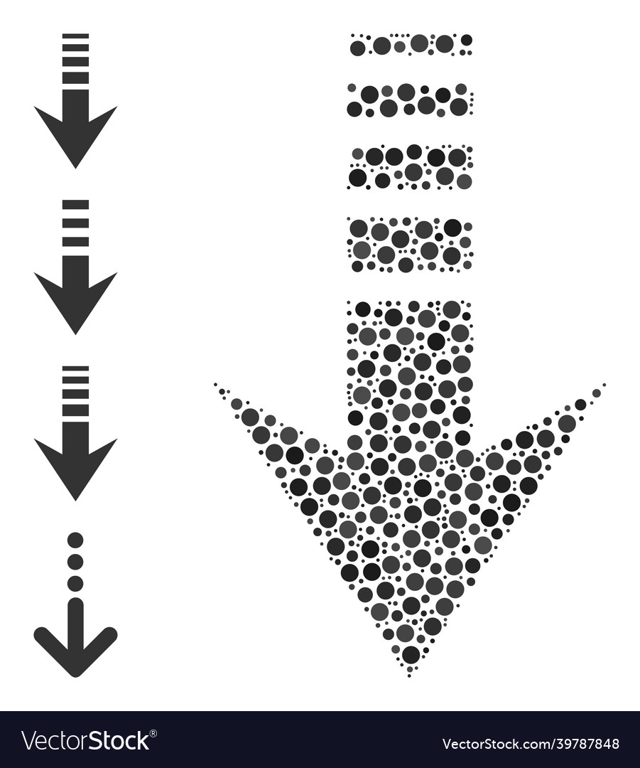 Dotted send down mosaic of rounded dots with other vector image Dotted send down mosaic of rounded dots with other