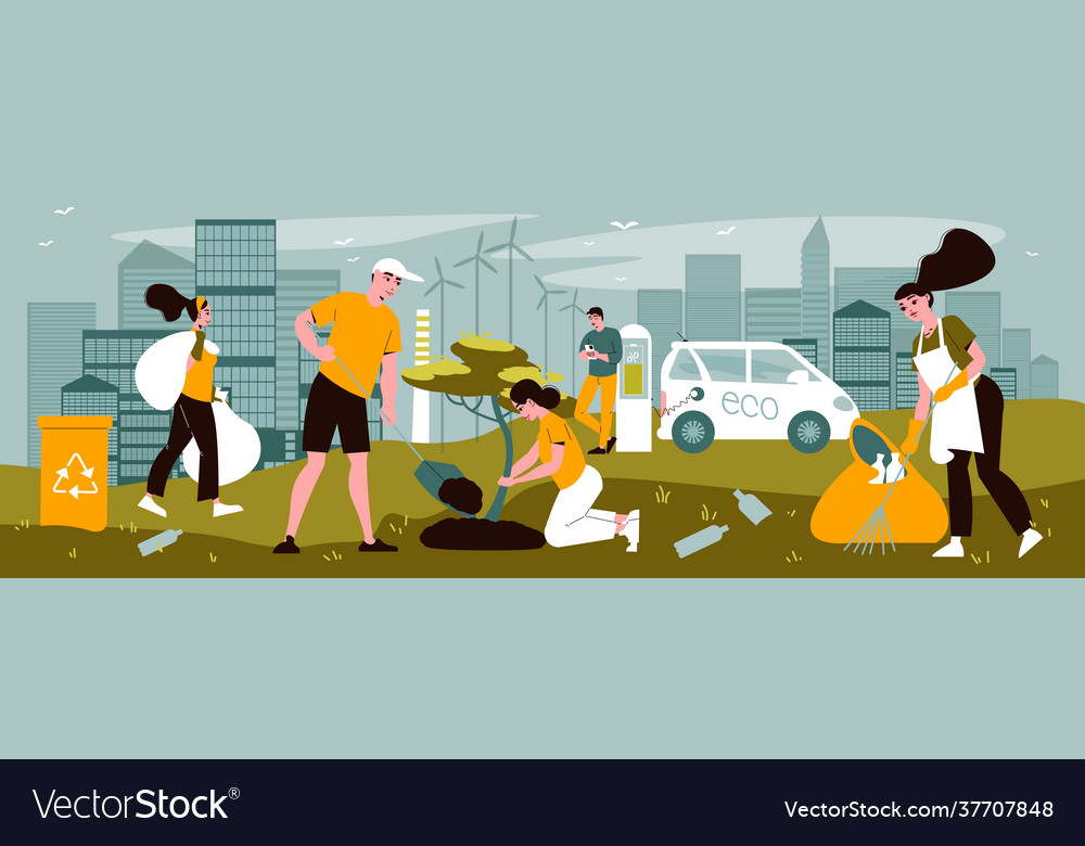 Ecology Flat Royalty Free Vector Image - Vectorstock