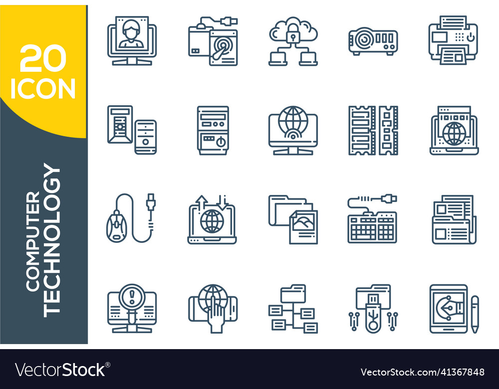 Electronics and devices related line icon set