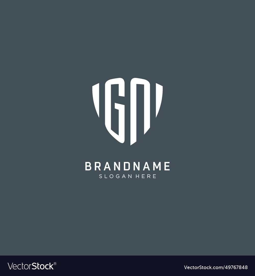 Initials gn logo shield guard shape creative