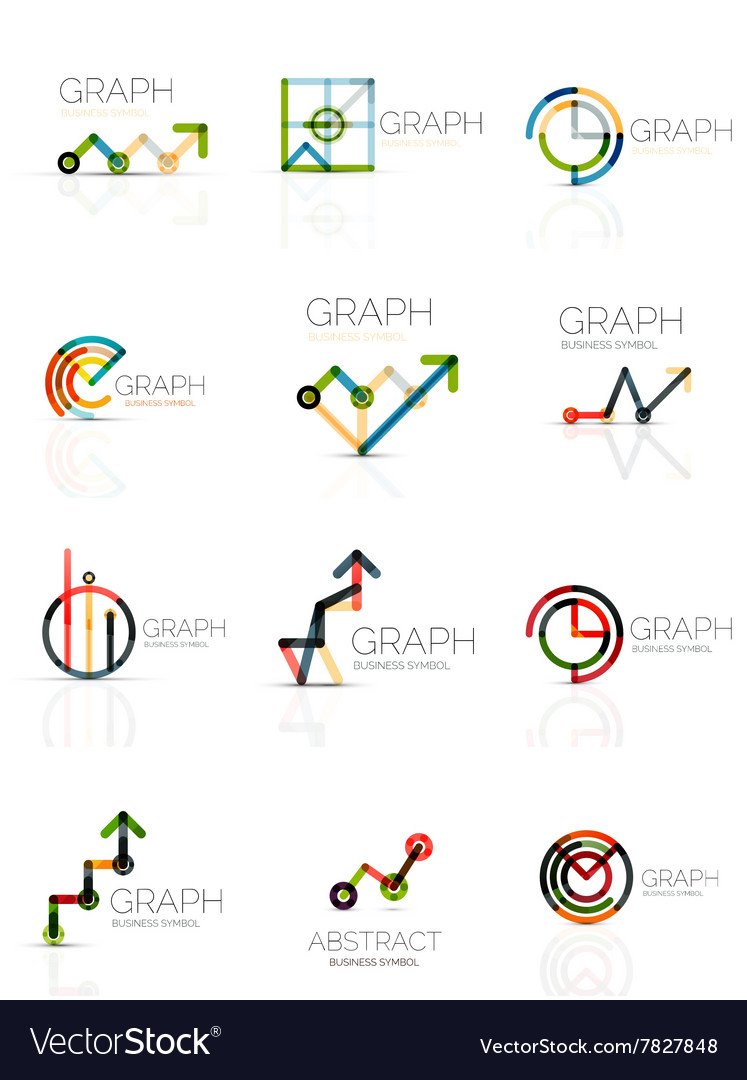 Linear graph and chart abstract logo set