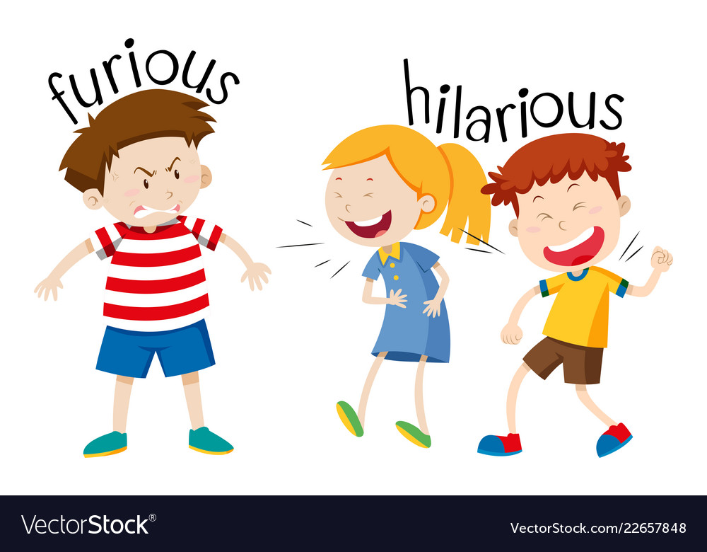 Opposites furious and hilarious Royalty Free Vector Image