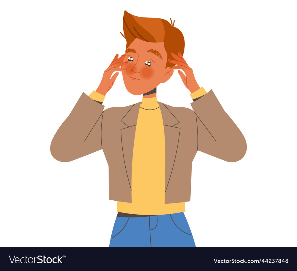 Pensive man character thinking and considering
