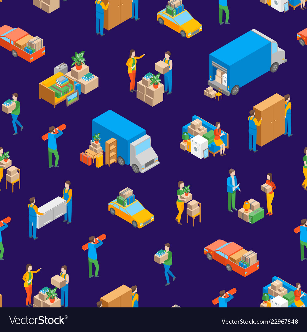 Relocation service 3d seamless pattern background vector image Relocation service 3d seamless pattern background