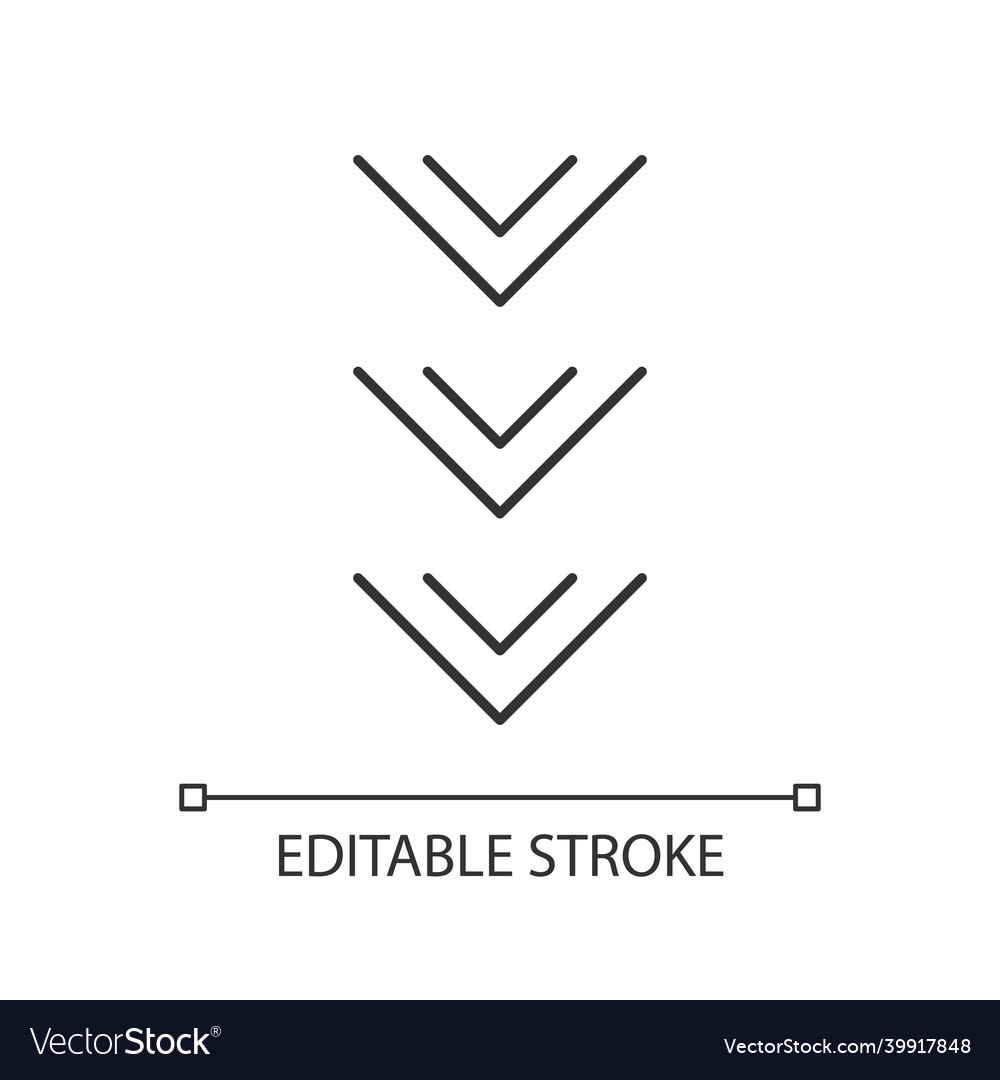 Scrolling down button pixel perfect linear icon vector image Scrolling down button pixel perfect linear icon