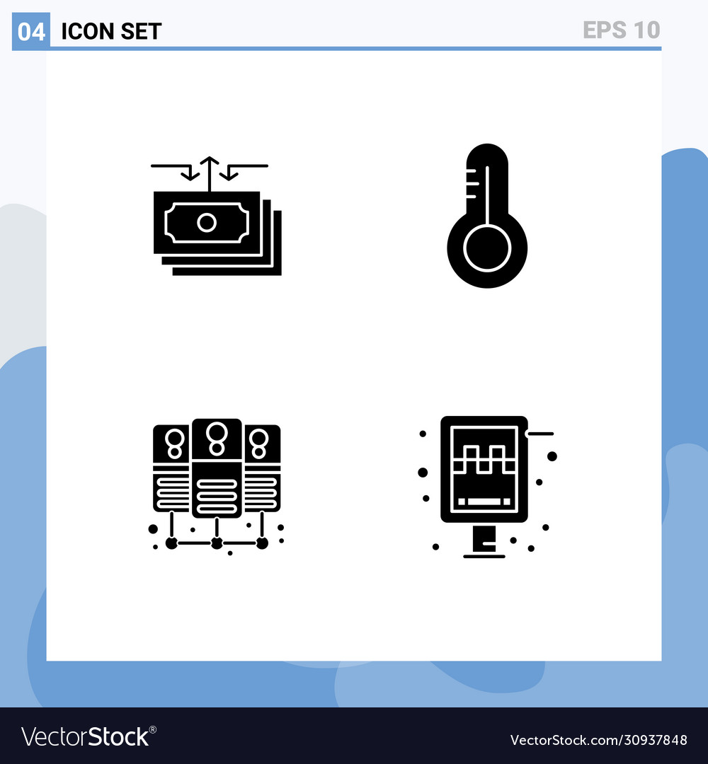 Set 4 solid glyphs on grid for dollar server