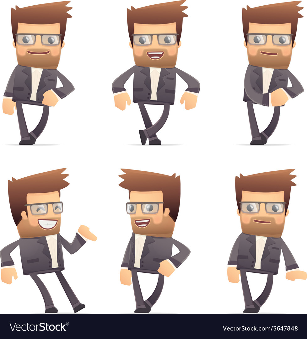 Set of director character in different poses
