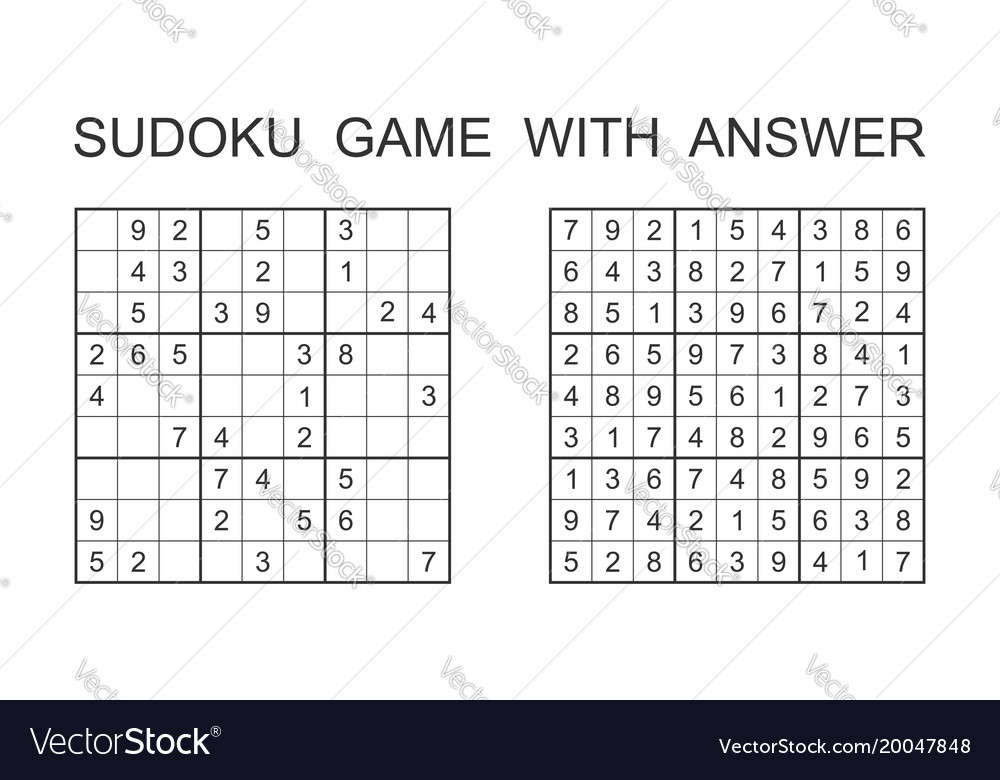 Sudoku game with answer puzzle numbers