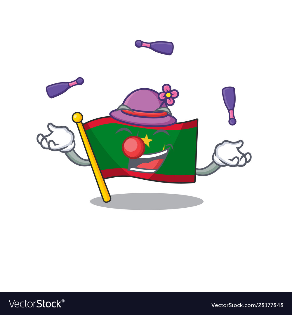 Super cool juggling flag mauritania mascot cartoon