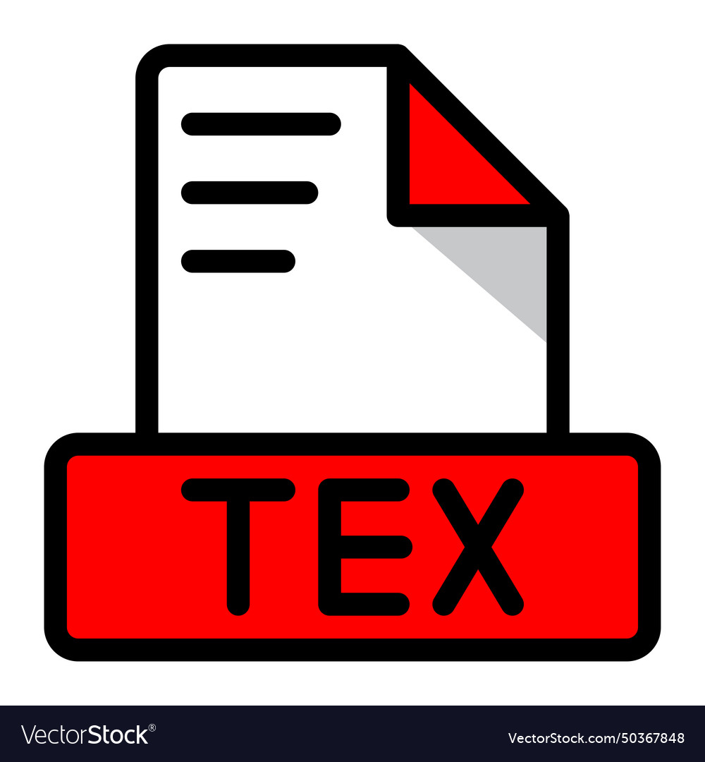 Tex file icon colorful style design document vector image Tex file icon colorful style design document