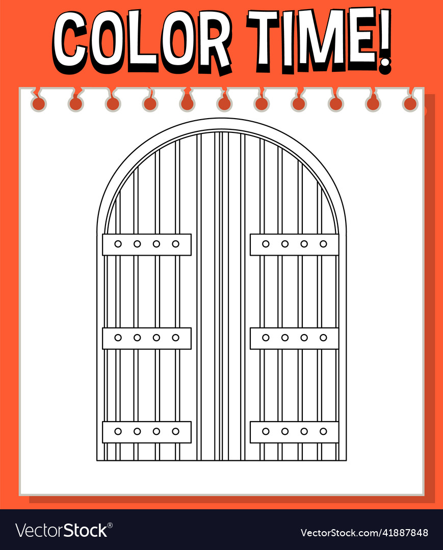 Worksheets template with color time text and door