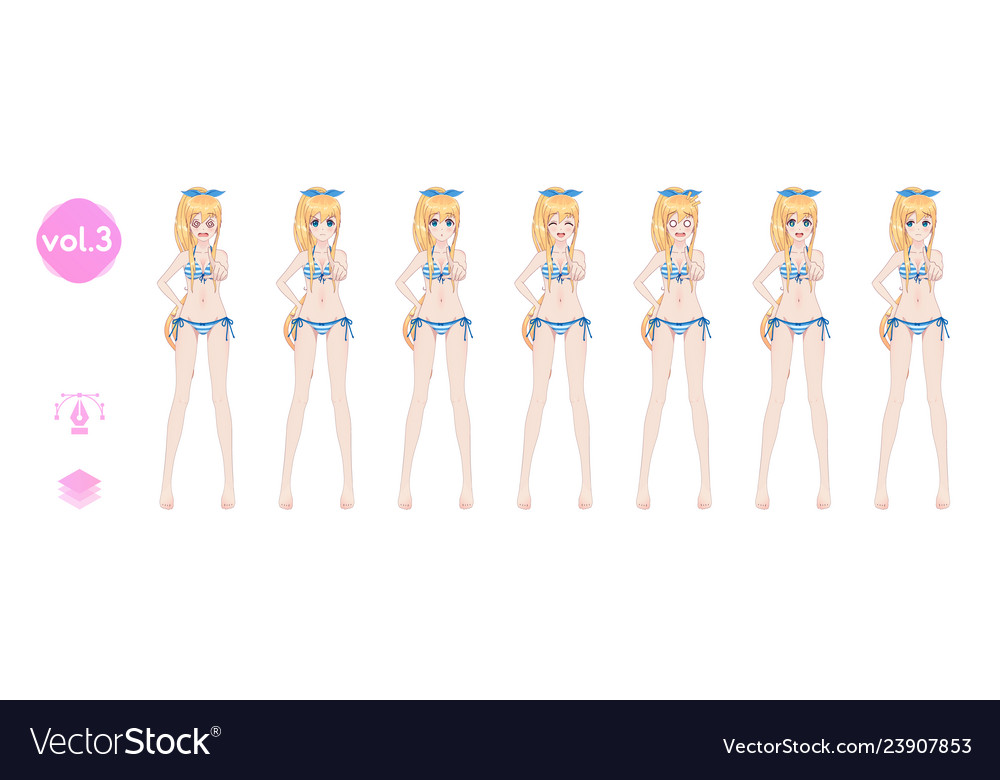 Anime Manga Mädchen in einem Sommer Bikini Badeanzug