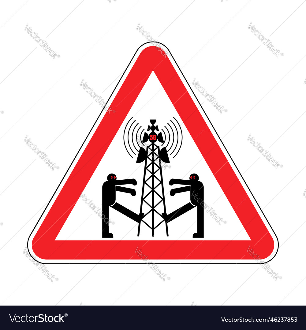 Attention 5g tower chipping population warning vector image Attention 5g tower chipping population warning