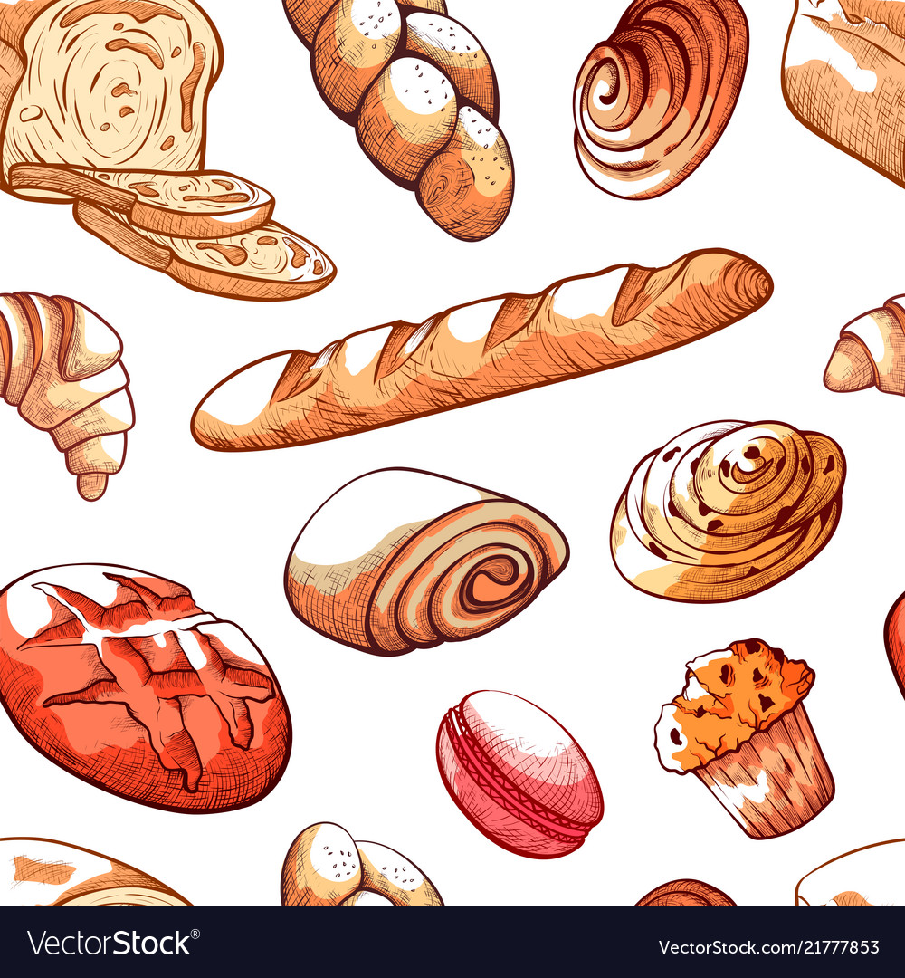 Bread products pattern Royalty Free Vector Image