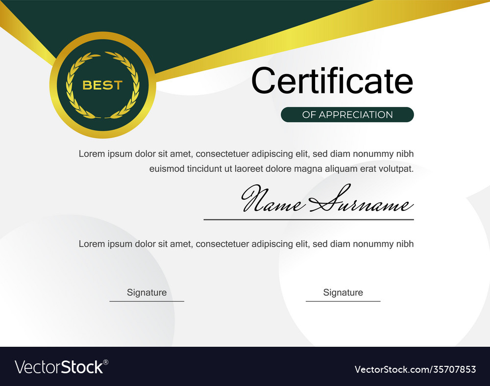 Creative green certificate achievement