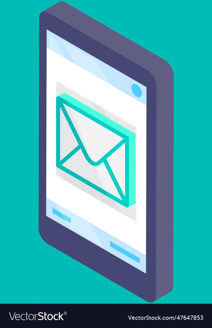 Email notification on smartphone screen app vector image Email notification on smartphone screen app