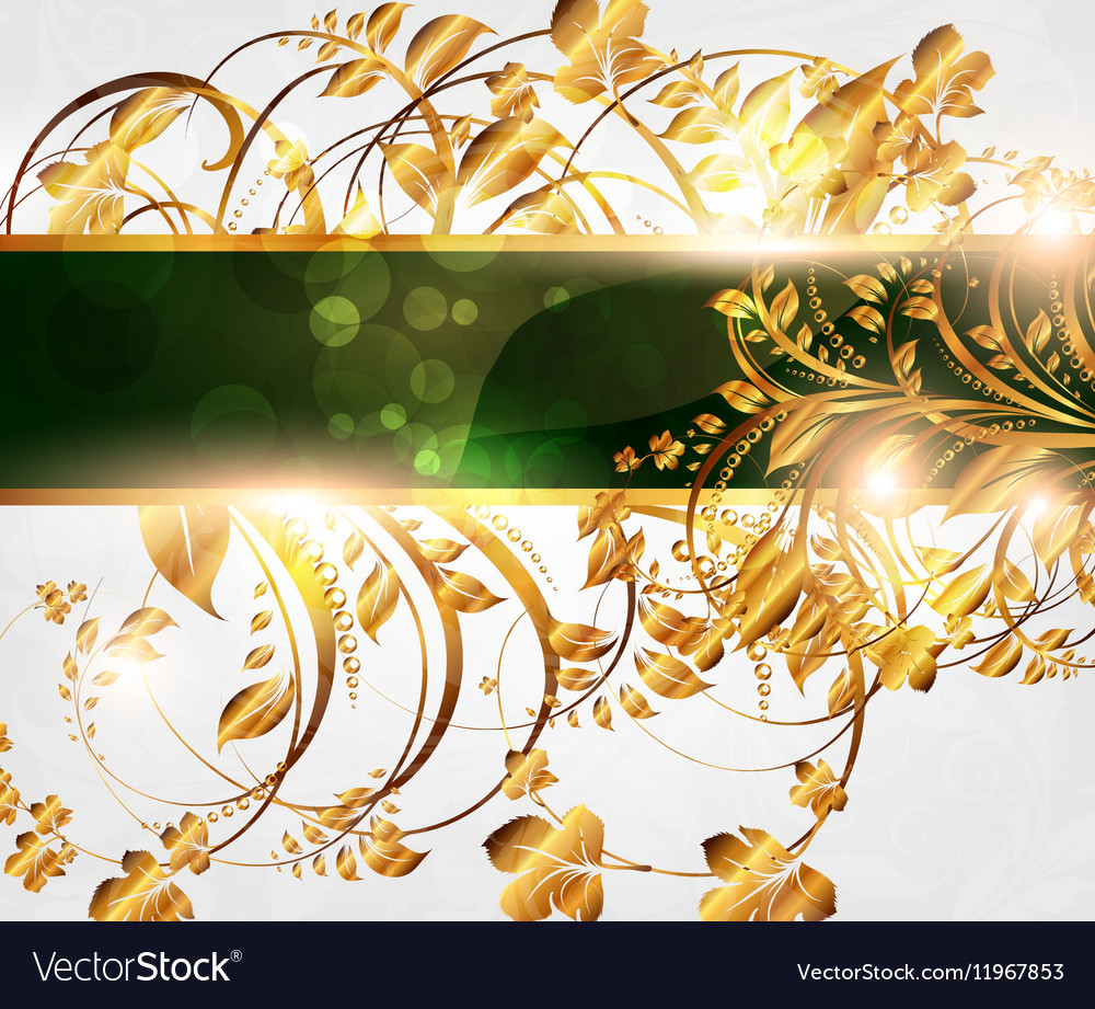 Golden floral banner