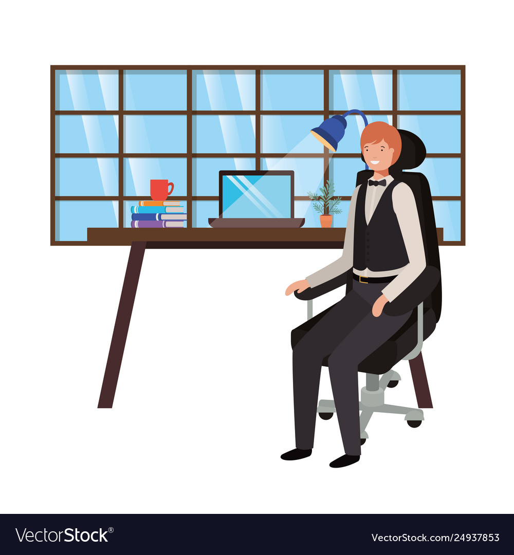Man working in office avatar character Vector Image Man working in office avatar character