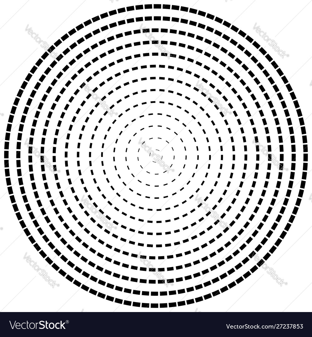 Radial gestrichelte Linienkreise rund konzentrisch