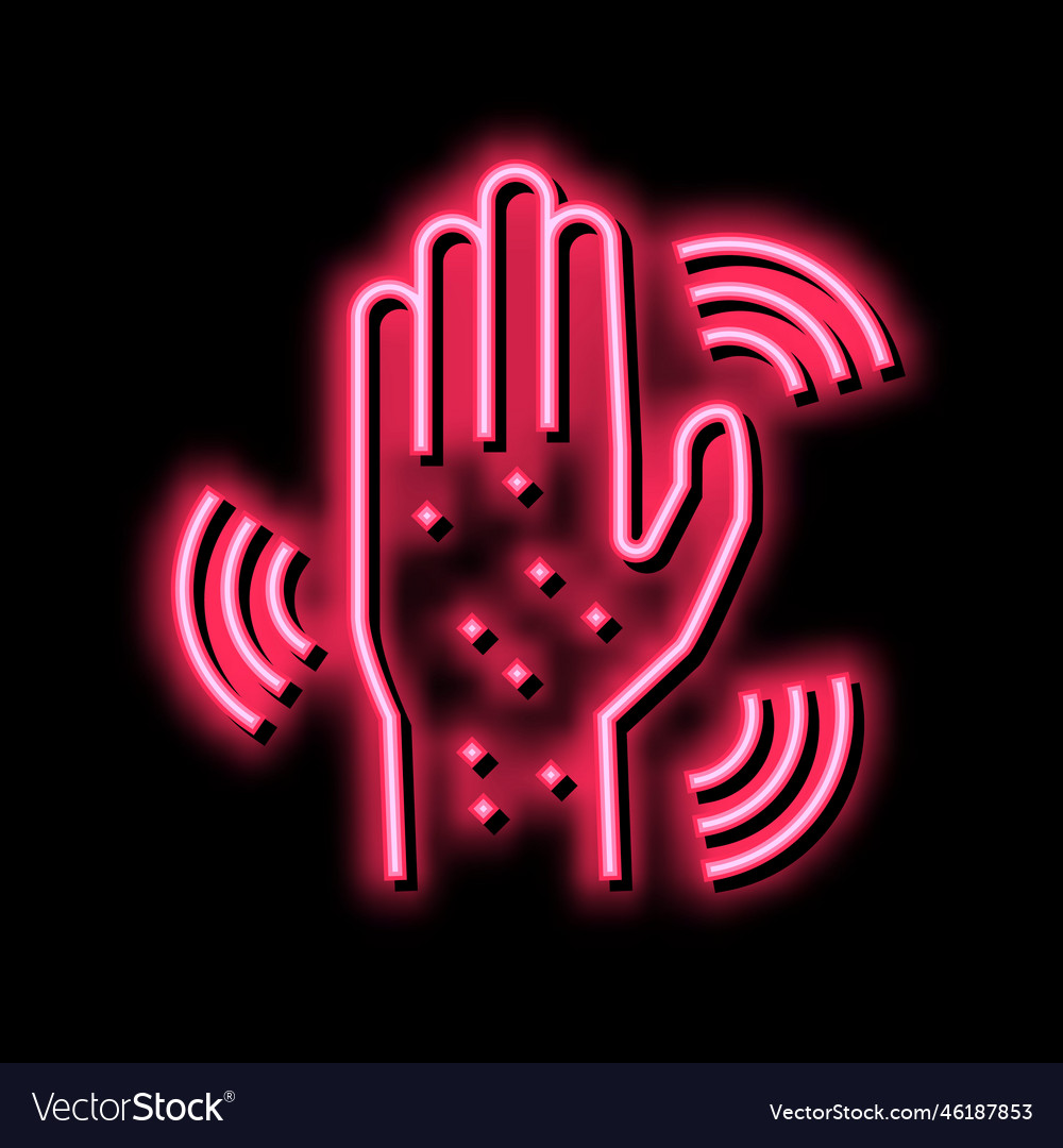 Rash hand neon glow icon