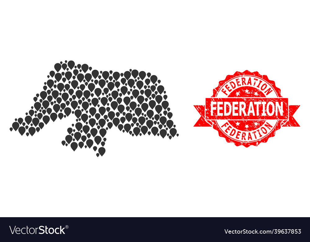 Scratched federation seal and pointer mosaic map