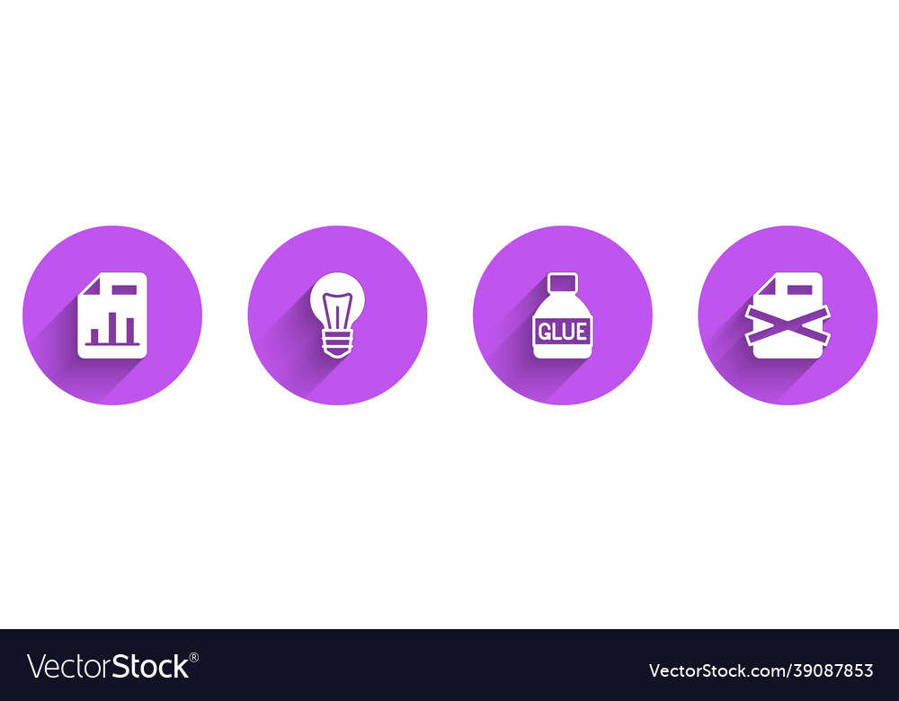 Set document with graph chart light bulb glue vector image Set document with graph chart light bulb glue