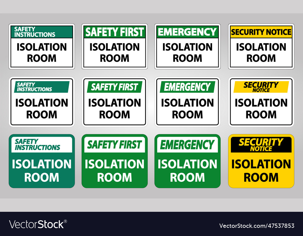 Set isolation room sign isolate on white