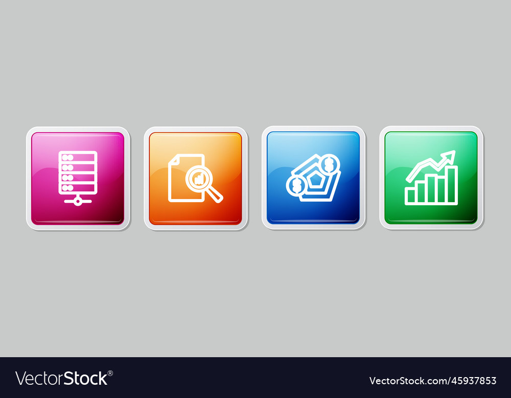 Set line server document with graph chart vector image Set line server document with graph chart