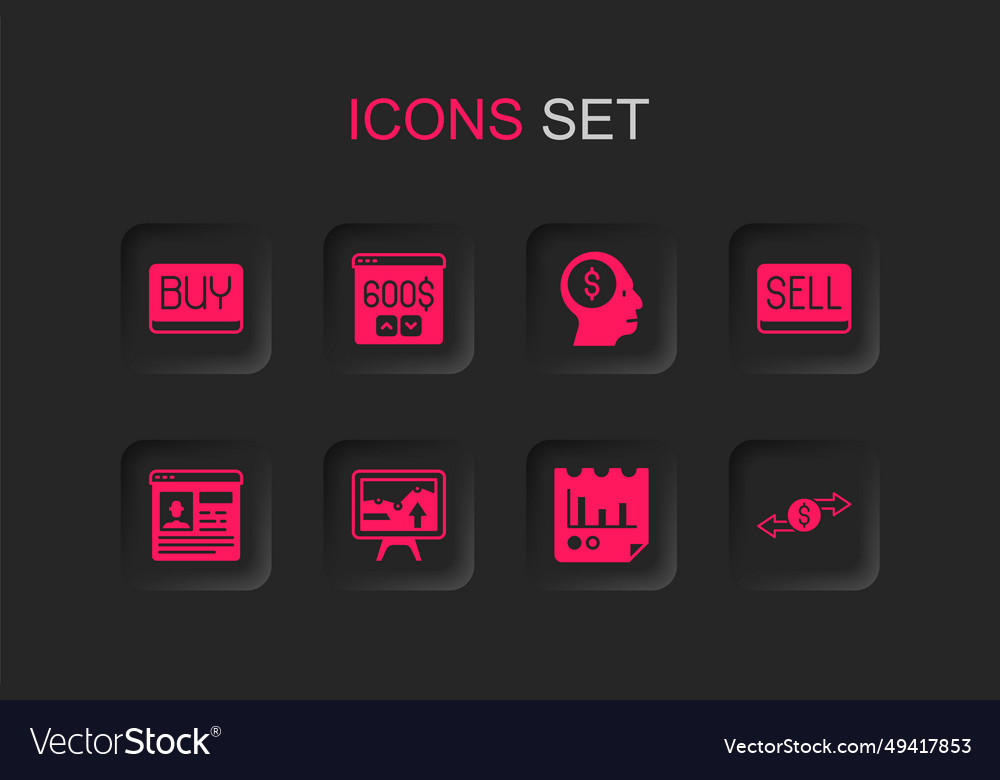 Set monitor with graph chart dollar buy button vector image Set monitor with graph chart dollar buy button
