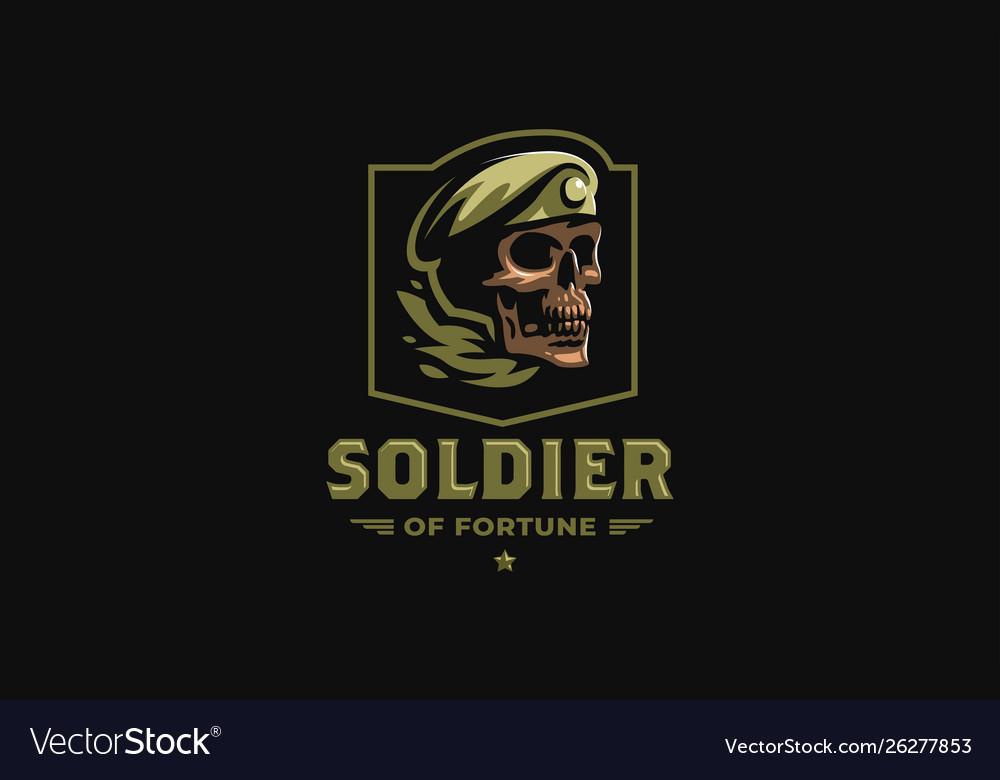 Skull in a military beret Royalty Free Vector Image