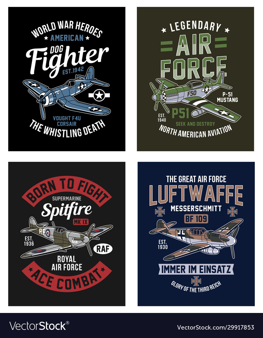 Vintage world war 2 fighter aircraft graphic