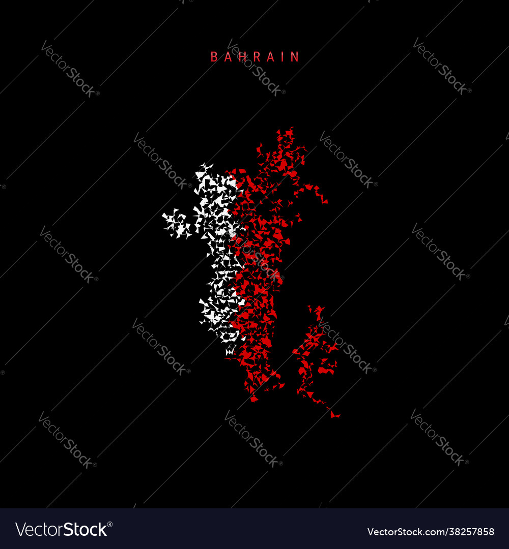 Bahrain flag map chaotic particles pattern Vector Image Bahrain flag map chaotic particles pattern