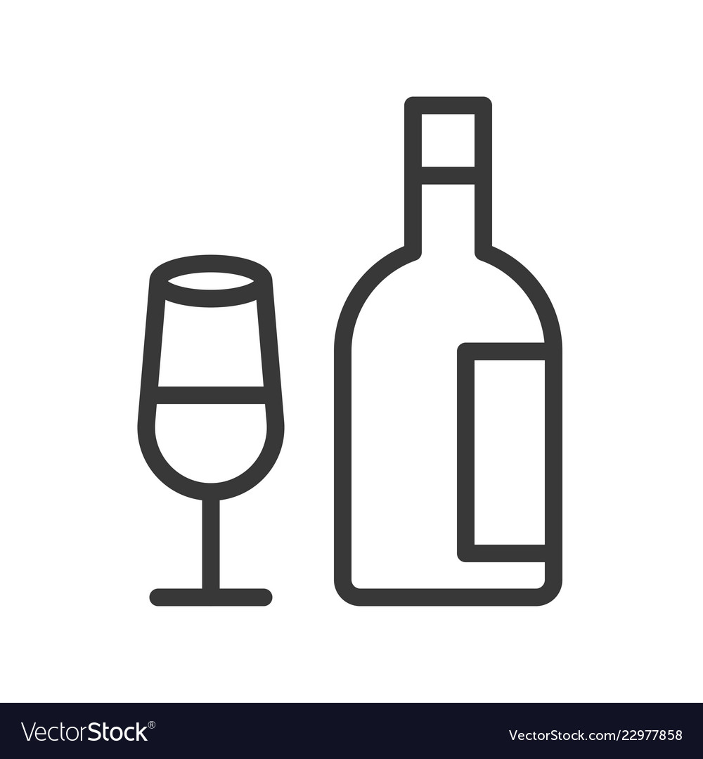Bottle and wine glass merry christmas icon set