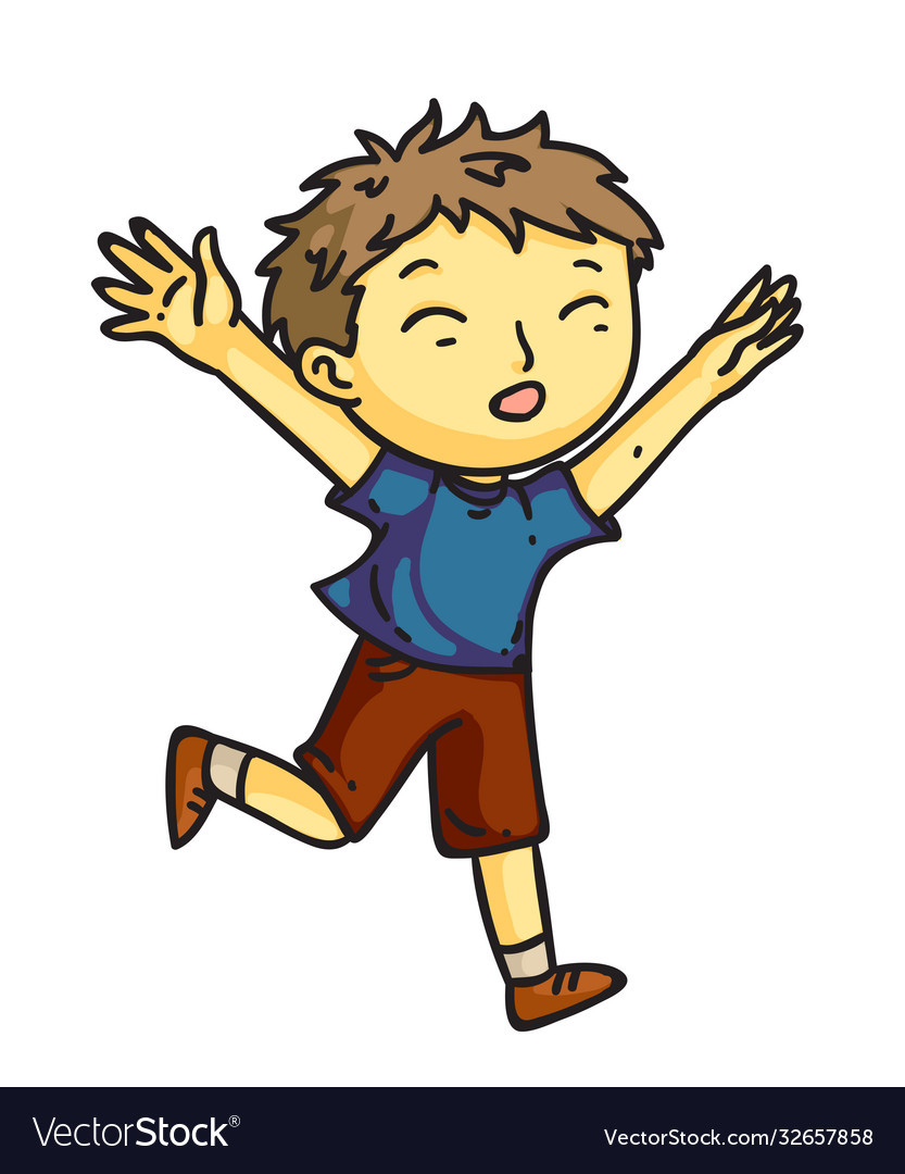 Character little boy runs or enjoys resting Vector Image