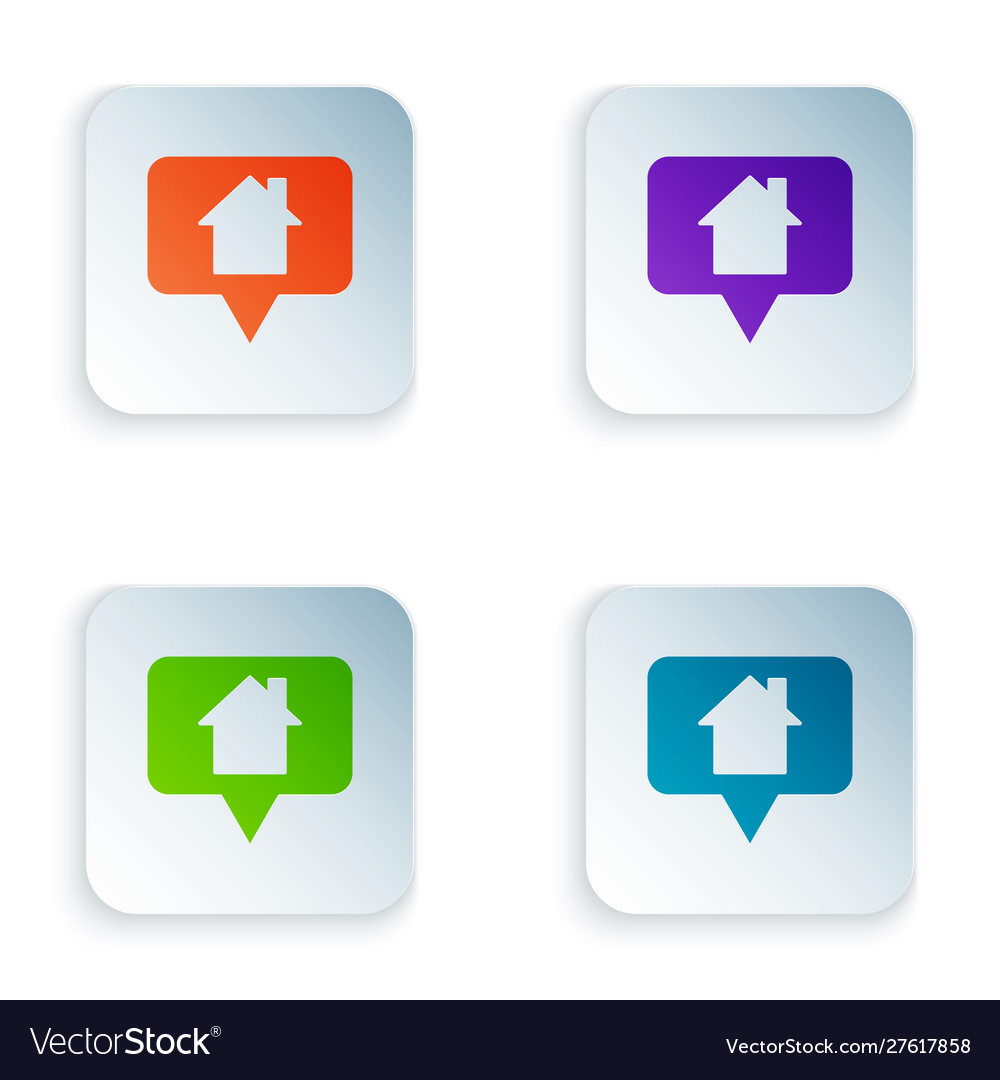 Color map pointer with house icon isolated vector image Color map pointer with house icon isolated