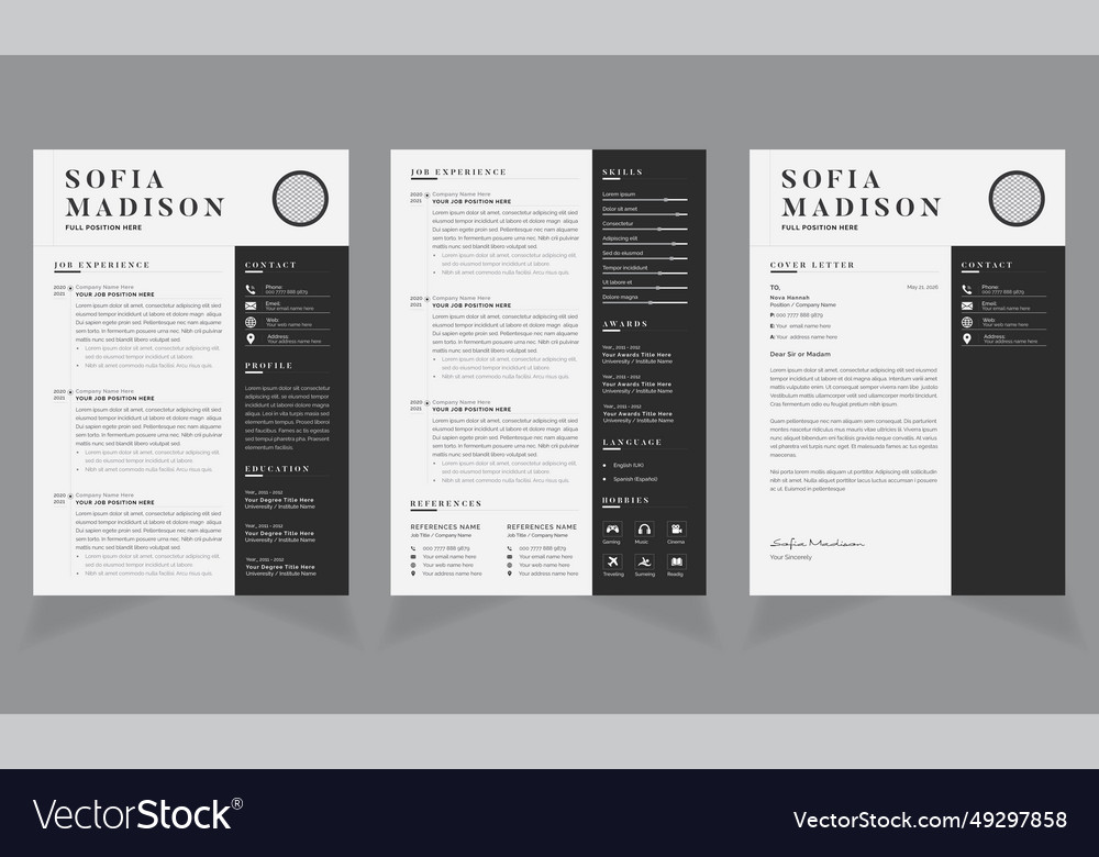 Cv resume template layout Royalty Free Vector Image