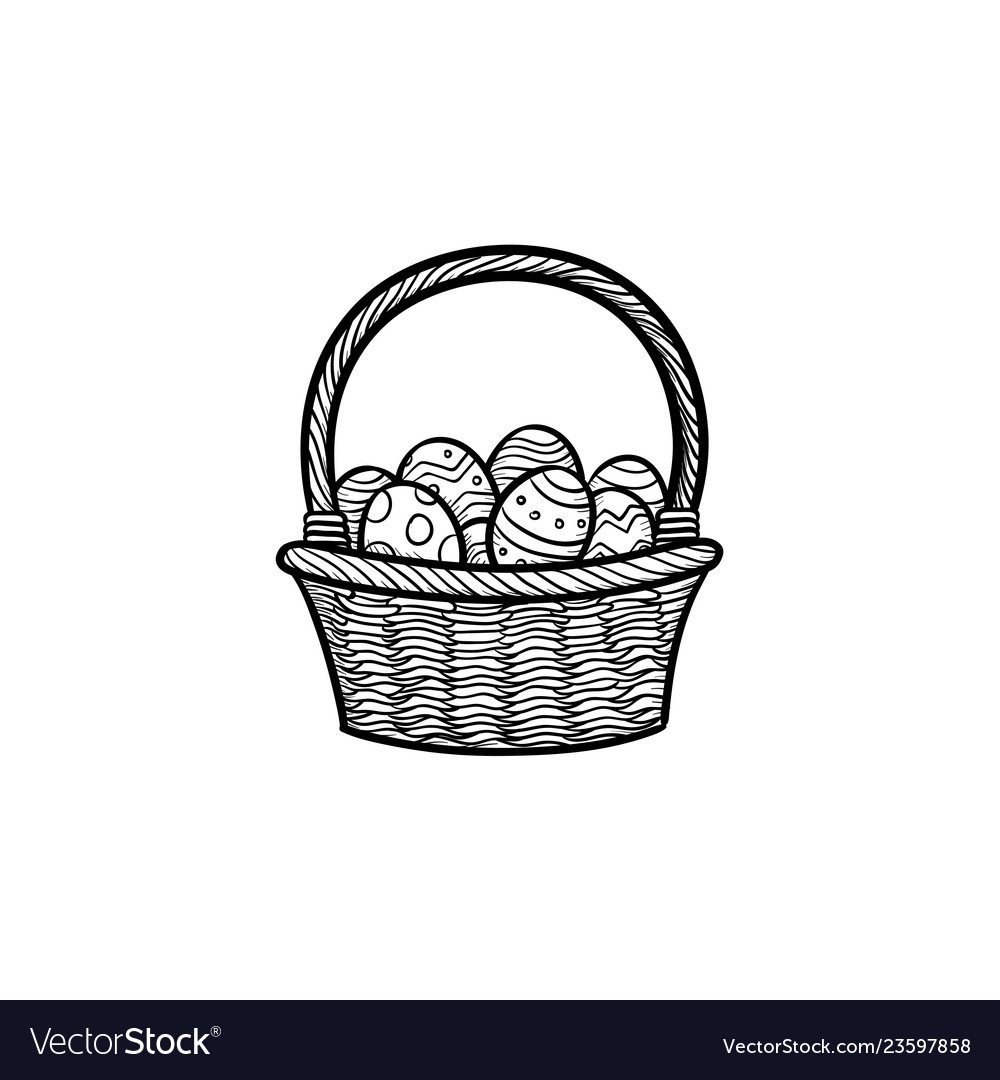 Download Easter basket with eggs head hand drawn outline Vector Image