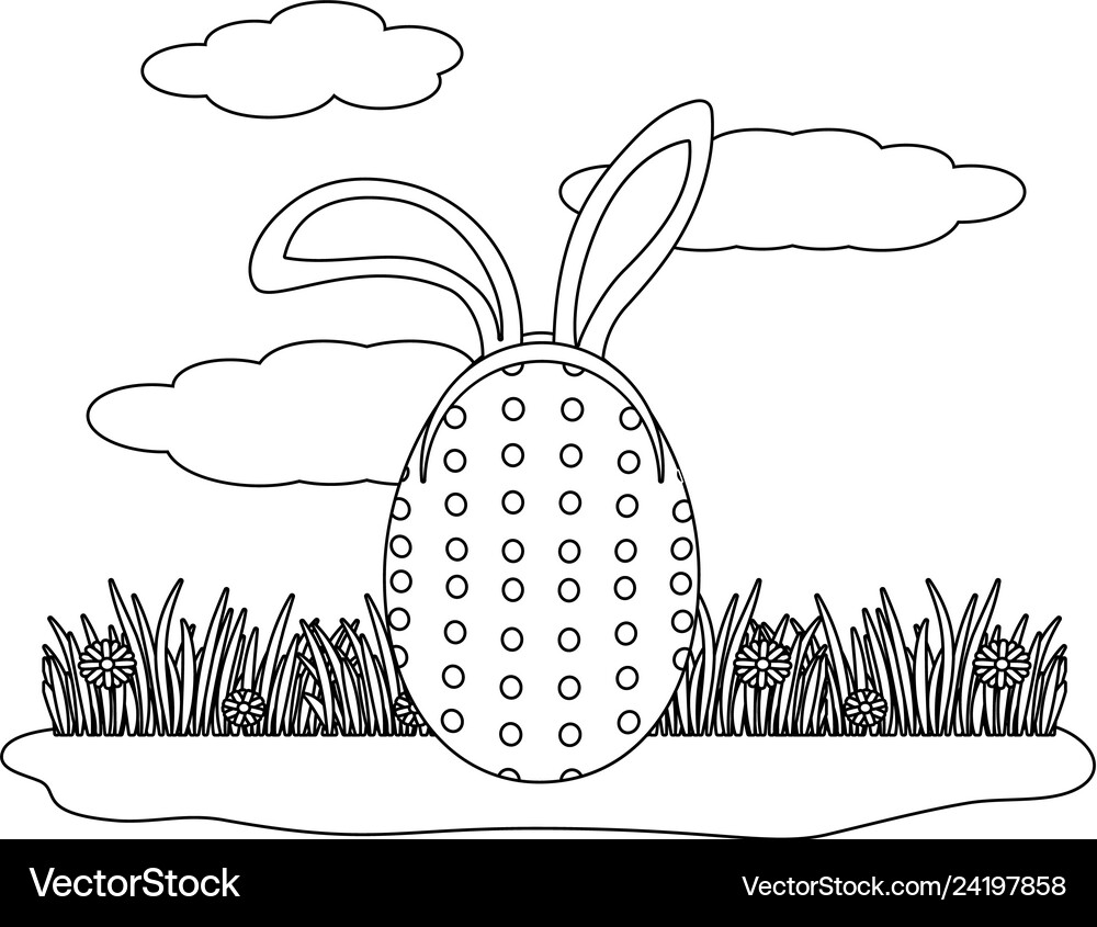 Easter egg with bunny ears Royalty Free Vector Image