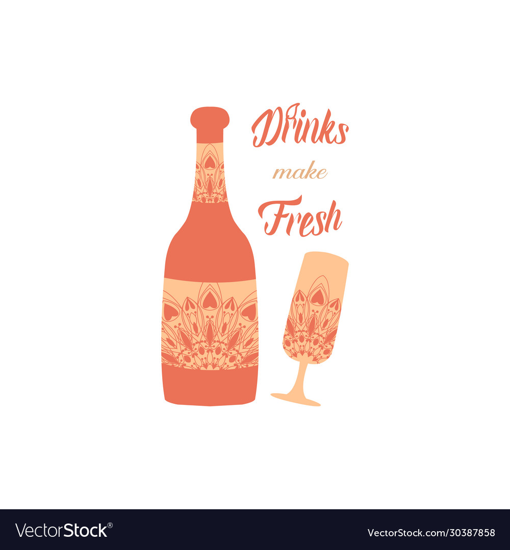 Elegant Cream Bottle & Glass Pattern