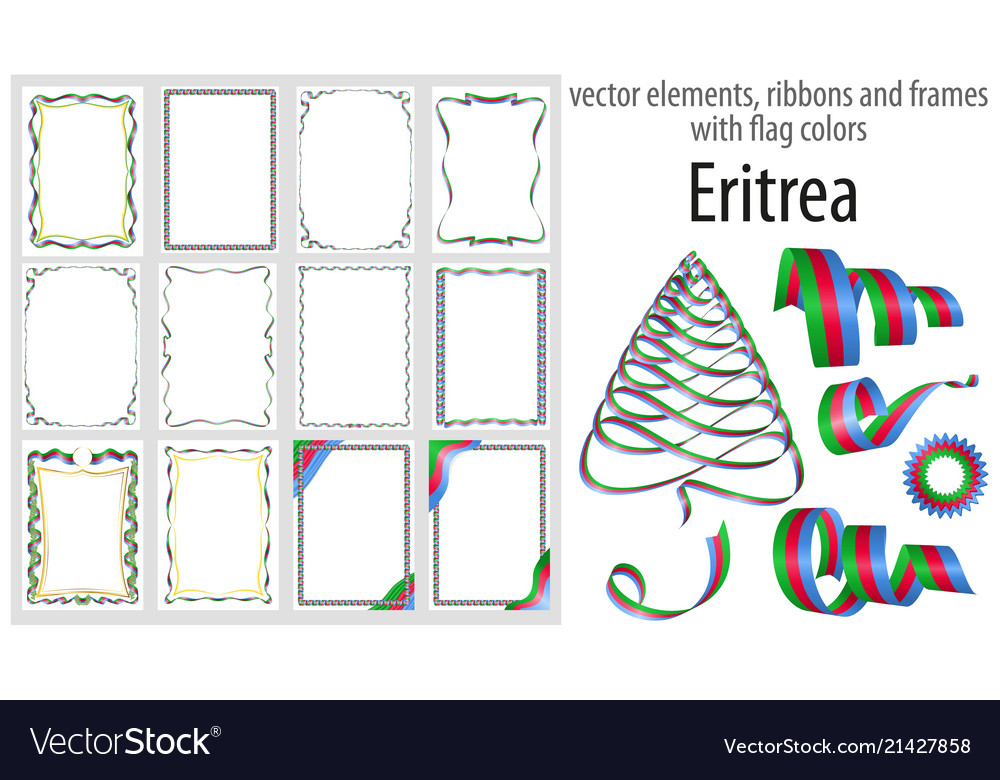 Elements ribbons and frames with flag colors