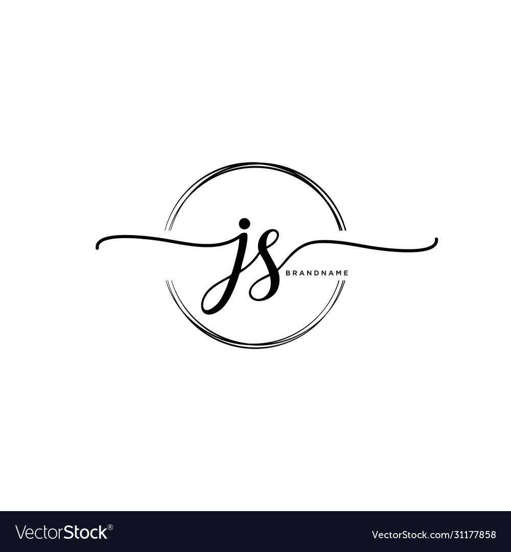 Js Initial Handwriting Logo With Circle Template Vector Image