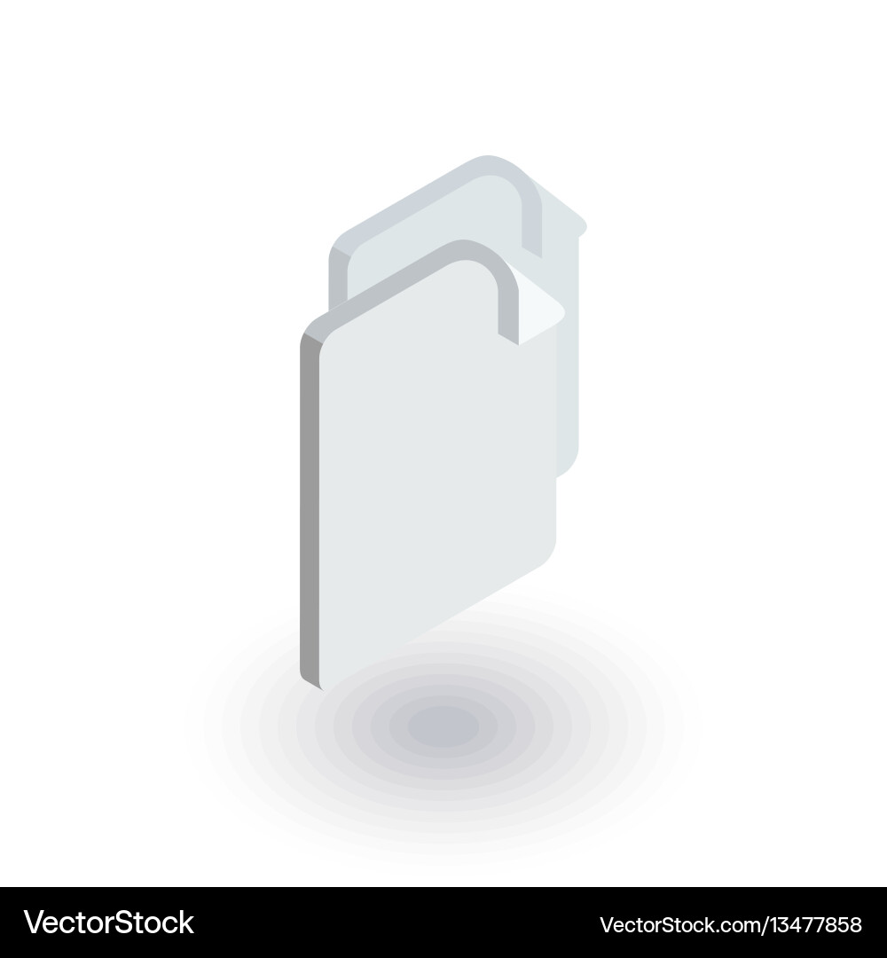 Paper document file copy isometric flat icon 3d Vector Image