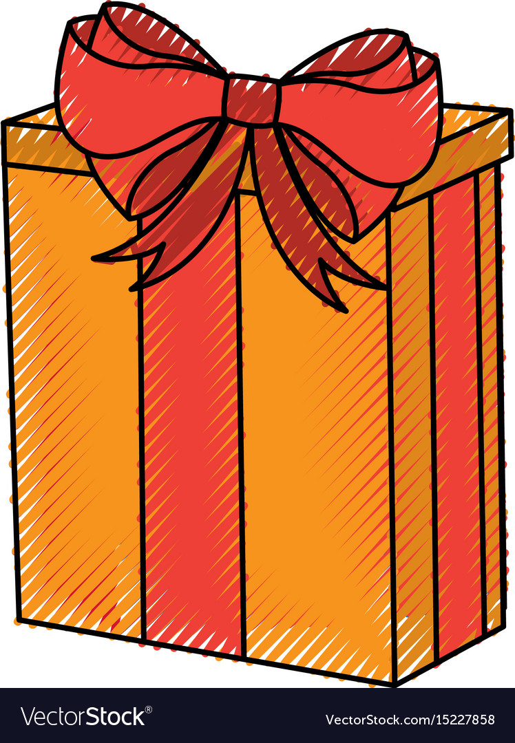 Scribble christmas gift cartoon Royalty Free Vector Image