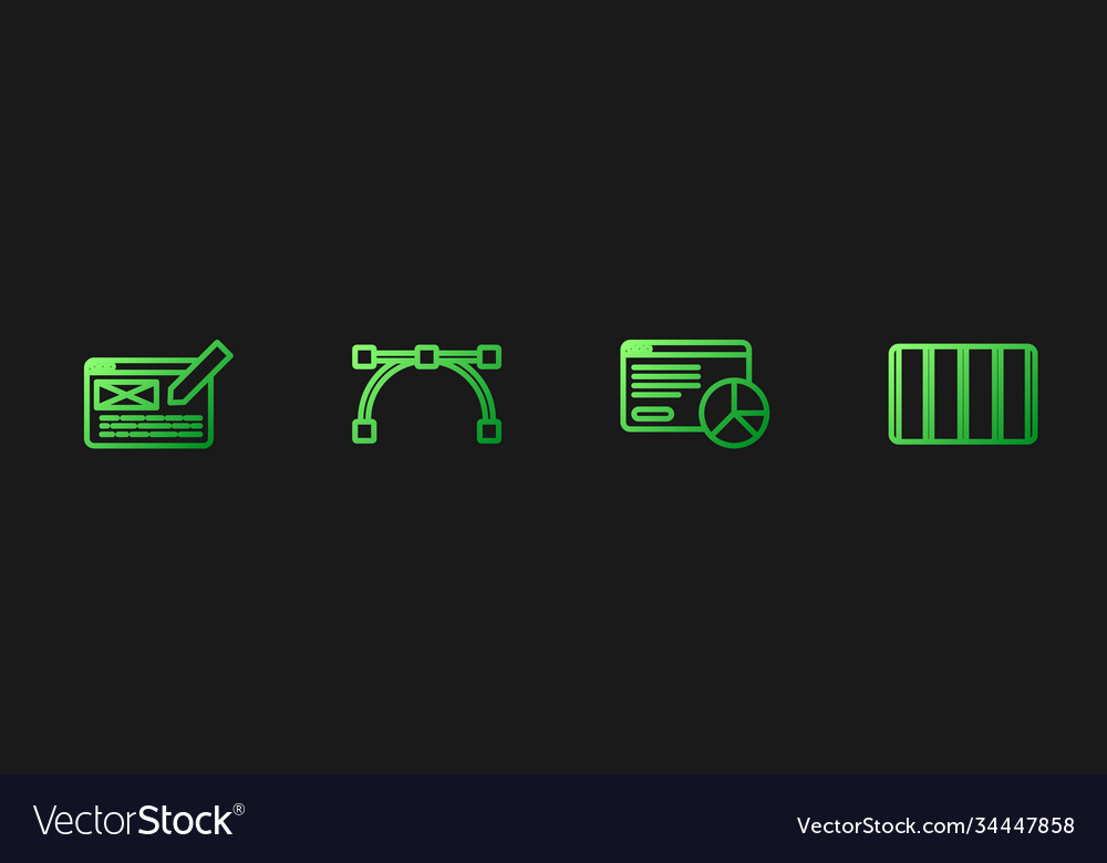Set line website statistic ui oder ux design vector image Set line website statistic ui oder ux design