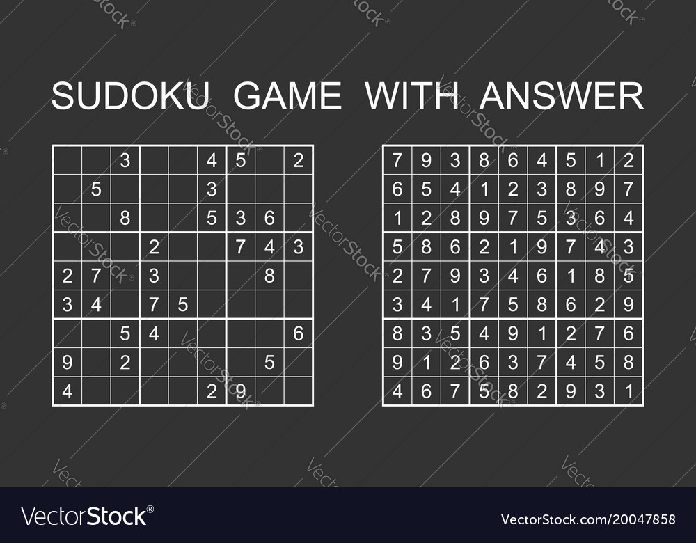 Sudoku game with answer puzzle numbers
