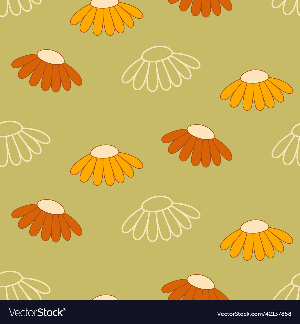 Summer floral seamless pattern 70s retro style